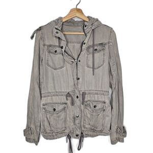 Max Jeans Light Grey Tencel Military Utility Jacket Size XS